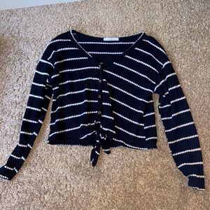 Caution to the Wind Stripped Cropped Sweater